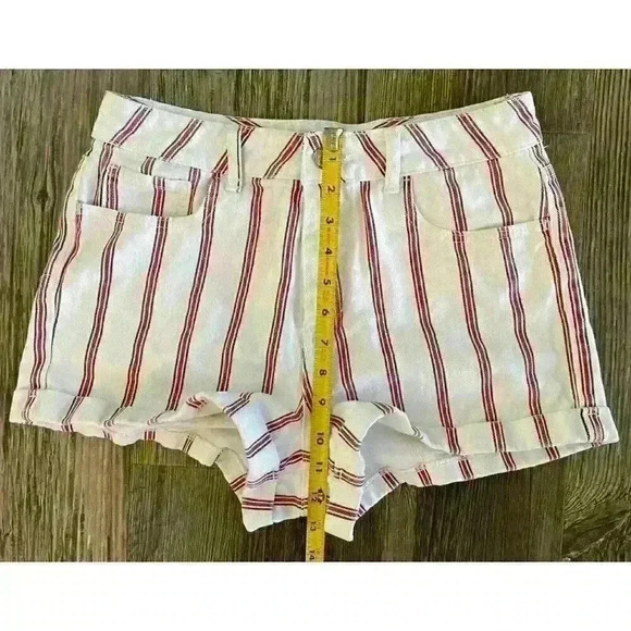 Pacsun Mom Short Women’s Size 28 Patriotic Red White Blue Striped Denim Cuffed - Picture 4 of 9